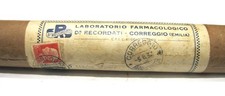 Tubo cilindro cartone postale laboratorio Recordati Correggio 1937 affrancato