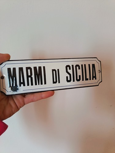 Targa smaltata vintage marmi - smaltata, "marmi