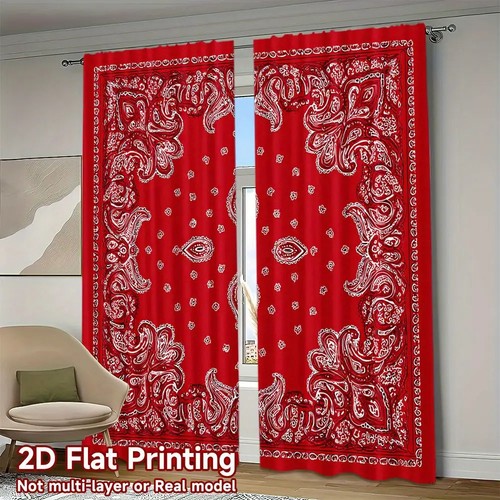 2pcs tende paisley rosso - 2pcs, asta