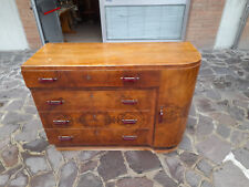 Comò cassettone art deco con specchiera in noce e radica , anno 1930-40