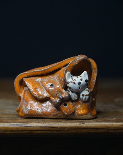 Vintage handmade ceramic - vintage, cat
