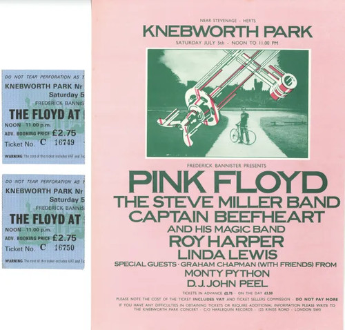Pink floyd knebworth - knebworth, handbill
