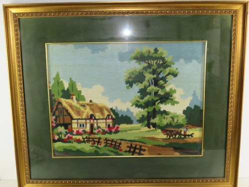 Vecchio quadro ricamo mano - a,