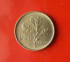 20 LIRE 1980 ERRORE - FRATTURA DI CONIO SULLA L DEL VALORE AL ROVESCIO [K190]