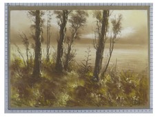 DISEGNO ANTICO FIRMATO PAESAGGIO DI CAMPAGNA QUADRO MATITA COLORATA SU CARTA C0