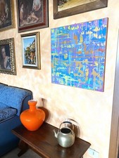 Tela blu azzurra astratto su tela Quadro Moderno Arredamento Moderno Case Locali