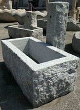 Fontana rustica per giardino in granito pietra naturale con colonna H. 120 cm.