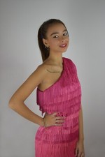 Abito Corto Donna Rosa 40 Monospalla Barbie Sposa Matrimonio Damigella