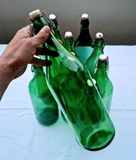 Lotto 10pz BOTTIGLIE BOTTIGLIONI VETRO VERDE ACQUA VINO 2LITRI + TAPPI OMAGGIO*