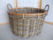 CESTO PORTA LEGNA VIMINI GIUNCO ROTONDO  CM  43X24/32 H CESTO PORTA VASO