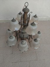 LAMPADARIO EPOCA DA SOFFITTO 12 LAMPADINE X SALONE MUSEI ARREDAMENTO CASA