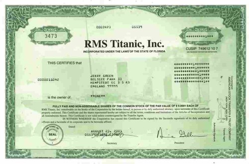 Titanic rms inc - titanic, inc.