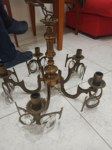 Lampadario tutto ottone e - lampadario, in