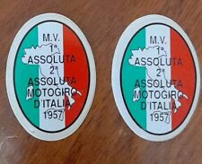 Coppia adesivi vintage decalcomanie moto MV AGUSTA Motogiro 1957 - serbatoio 