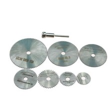 7pcs 22mm-60mm HSS MINI piccoli dischi da taglio circolari in metallo mandrino per trapano