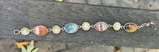 Vintage 60’s Scarabs Genuine Stones Pearls GF Bracelet Krementz Egyptian 8”