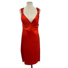 Roberto Cavalli abito slip seta impero senza maniche arancione taglia 44 US 8