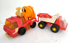 2 Modellini Camion Betoniera+Carro Attezzi Co-Ma Battat Plastica Pvc Vintage-811