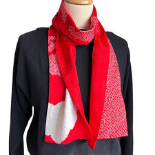 SCIARPA SHIBORI ROSSA PURA SETA; VINTAGE GIAPPONESE; FATTA A MANO; CHIC; UNISEX