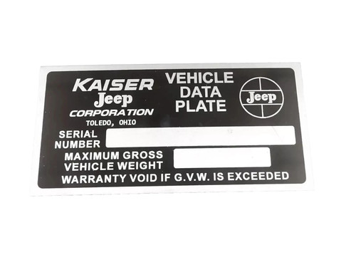 Targa dati per jeep kaiser - per,