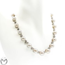 Collana oro bianco 18 kt 750 CHANTECLER perle Bon Bon 1,17 ct -129/vv-