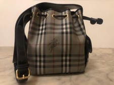 Borsa Burberry donna, a secchiello in pelle e tela spalmata, mai indossata.