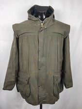 Barbour vintage Durham verde con cappuccio C46/117 cm Green Hooded waxed Durh...