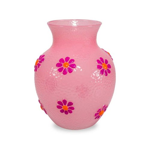 Vaso vetro rosa con - in,