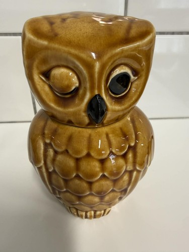 Vintage owl storage jar - owl,