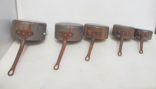Antique copper sauce pan set - antique,