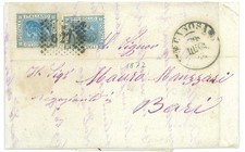 P4946 -ITALIA REGNO ,  T 26 X 2 , DA CANOSA (ANNULLO BORBONICO) A BARI. 1872