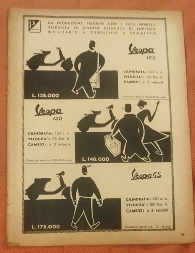 Vespa piaggio produzione 1955 - vespa,