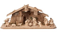 Set Statue Presepe Completo 15 Pezzi in Legno della Val Gardena Varie Dimensioni