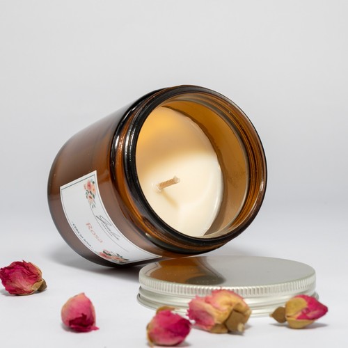 Candela cera soia rosa - di, di