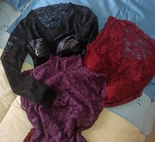 3 BODY SOTTOGIACCA PIZZO  COTTON CLUB TG 2 NERO VIOLA BORDEAUX VINTAGE 