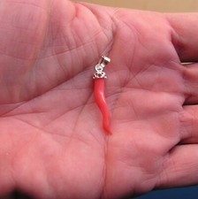 Regalo Natale corno portafortuna italiano argento oro e vero corallo rosso mediterranea