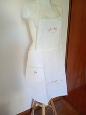 Grembiule Vintage anni 70 in cotone ricamo punto croce donna cucina