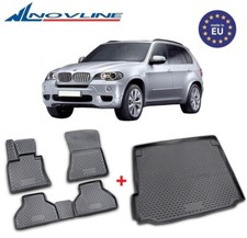 5 Tappeti in Gomma con Vasca Baule SU MISURA con Bordino BMW X5 E70 2007-2013