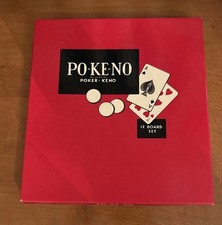 Vintage PO-KE-NO POKENO Poker-Keno gioco di carte da tavolo in scatola originale con fiches