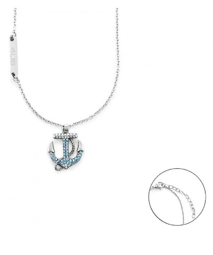 Collana steel ancora - ancora, zirconi
