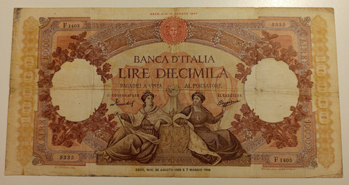 10000 lire 1958 bb - 10000, 26/08/1958
