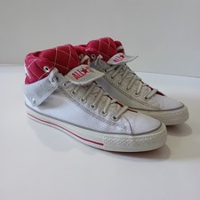 Scarpe da ginnastica Converse All Star imbottite colletto sbucciato schiena bianco rosso uomo taglia UK 7,5