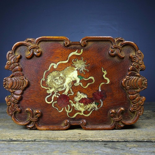 Antico vassoio legno intaglio