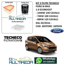 KIT TAGLIANDO 3 FILTRI TECNECO FORD B-MAX 1.0 ECOBOOST BENZINA 100 120 140 CV