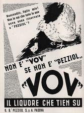 PUBBLICITA' 1947 VOV PEZZIOL PADOVA LIQUORE UOVA PULCINO GALLINA CHIOCCIA
