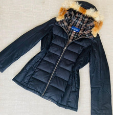 Piumino BURBERRY BLUE LABEL in pelliccia di volpe e Nova check nero donna taglia M