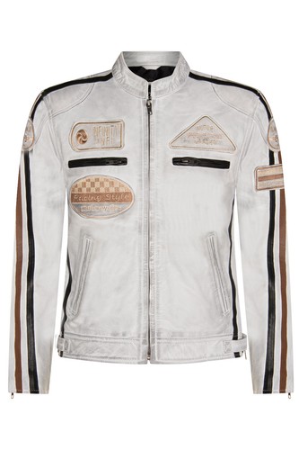 Giacca biker pelle - pelle, bianca
