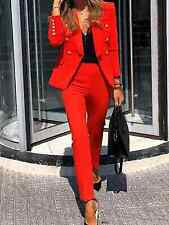 Tailleur elegante ufficio completo donna rosso elegante giacca pantalone 4936