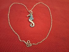 AIROLDI AG 925 catenina E Ciondolo Ag 800 Cavalluccio Marino Smalti Blu 