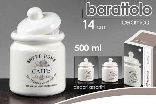 Barattolo ceramica bianca - , sale